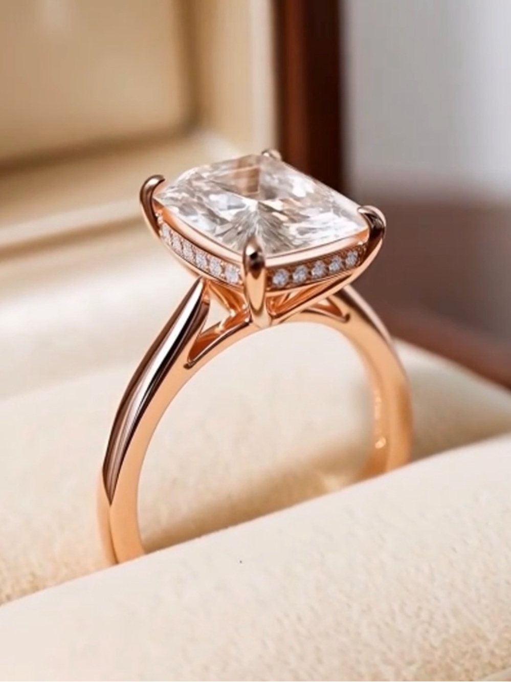14k Gold 2.5 Ct. Tapered Baguette with Hidden Halo Engagement Ring